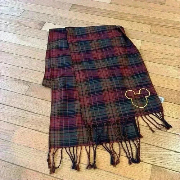 Disney Accessories - Disney Parks Mickey Plaid Fringe Scarf Unisex Multicolor Fall Accessory